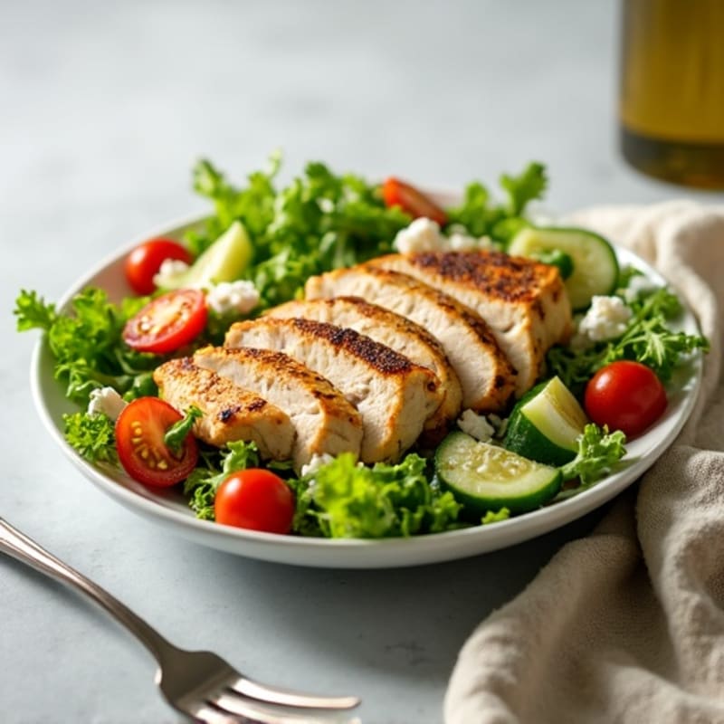 Grilled Chicken Breast Salad with Crunchy Greens