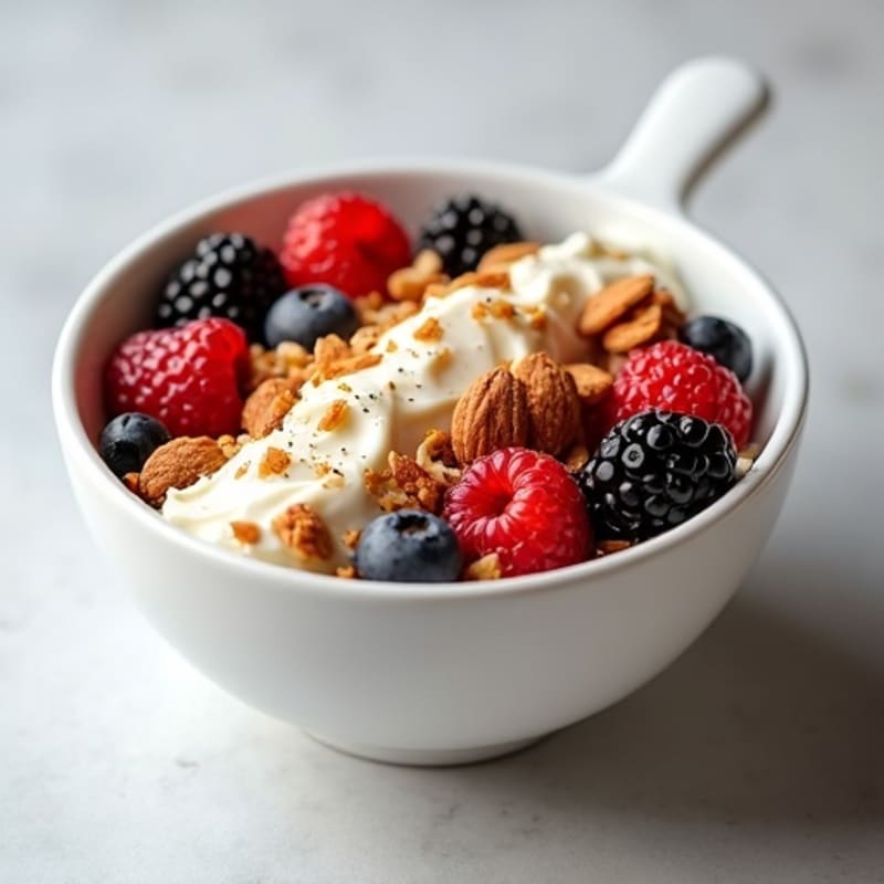 Creamy Cottage Cheese and Berry Protein Bowl with Almonds
