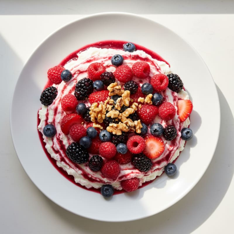 Greek Yogurt Protein Mousse with Mixed Berries