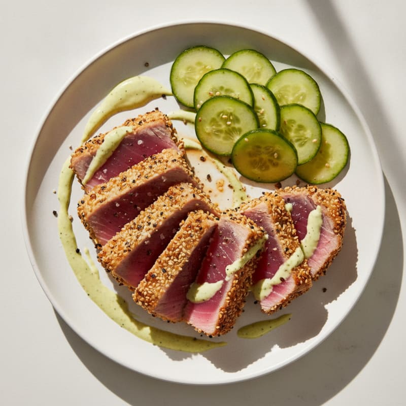 Pan-Seared Ahi Tuna with Wasabi Mayo