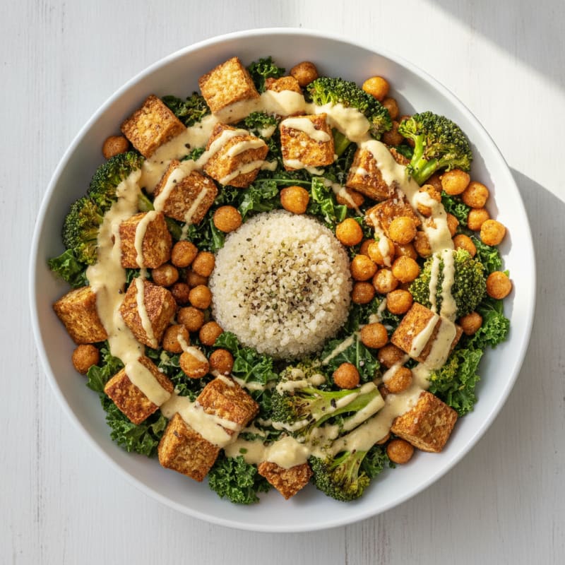 Roasted Vegetable Buddha Bowl with Tahini Dressing