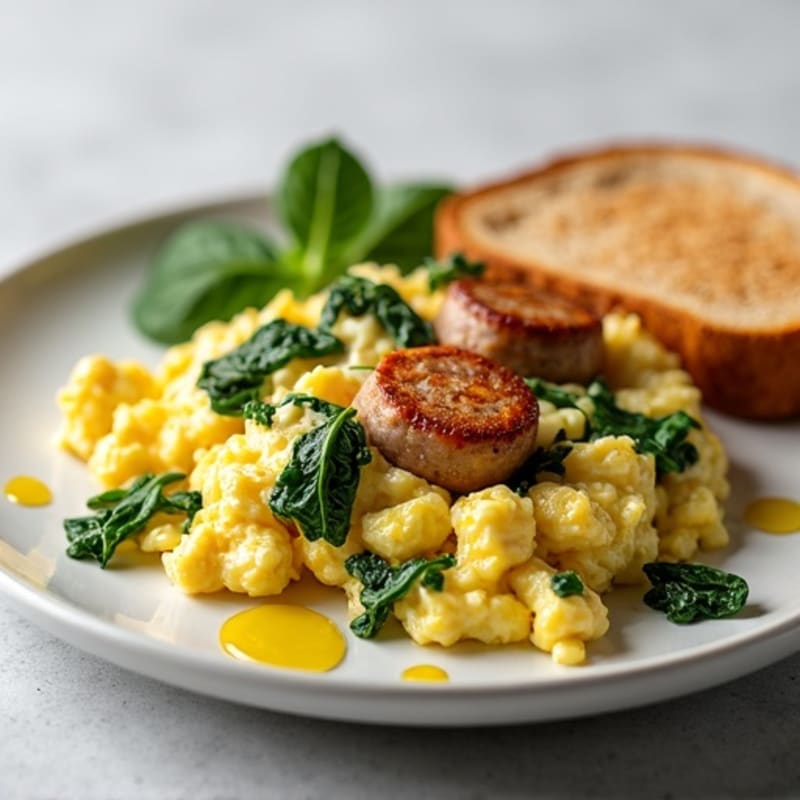 Egg White Scramble with Spinach and Turkey Sausage