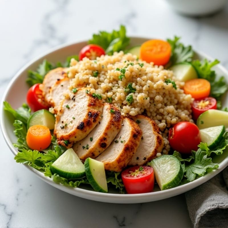 Grilled Chicken and Quinoa Salad with Crunchy Vegetables