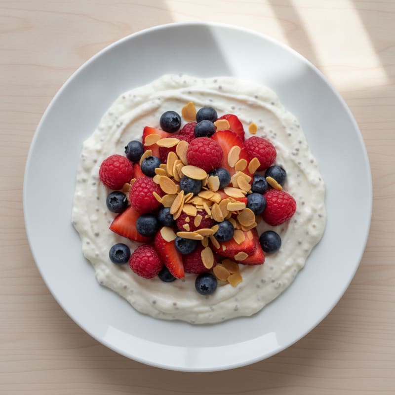 Silky Greek Yogurt Protein Pudding with Mixed Berries