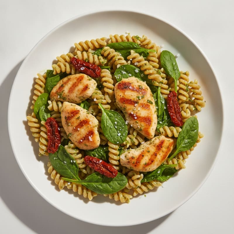 Pesto Chicken Pasta with Sun-Dried Tomatoes