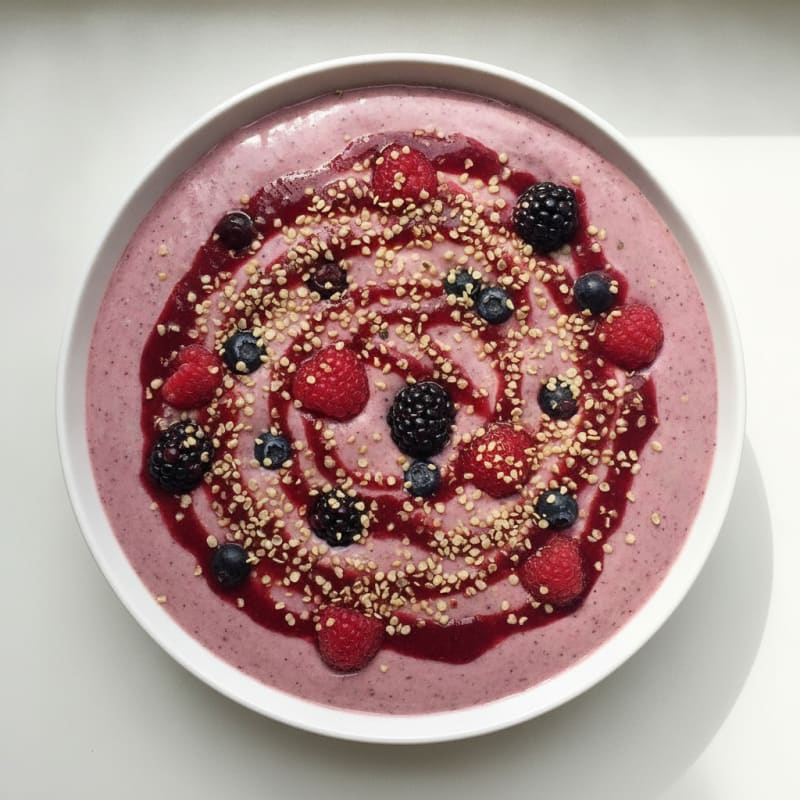 Silken Tofu Berry Smoothie Bowl with Hemp Seeds