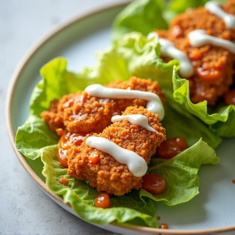 Crispy Buffalo Ranch Chicken Lettuce Wraps