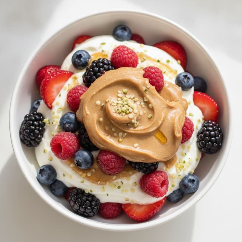 Creamy Greek Yogurt Parfait with Mixed Berries and Almond Butter