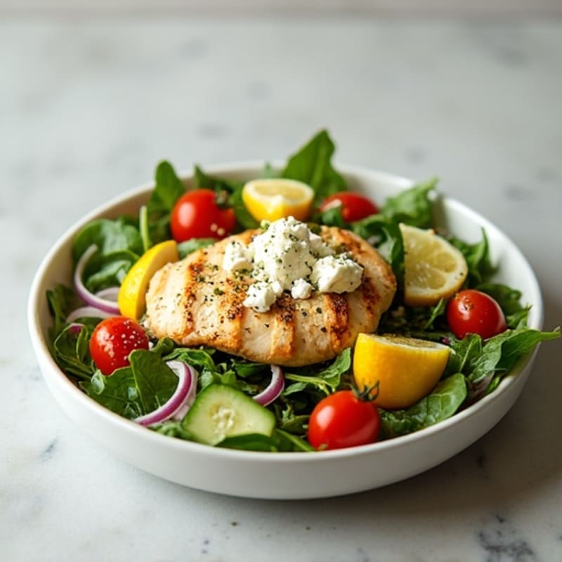 Lemon-Herb Roasted Chicken Salad with Crisp Vegetables and Feta