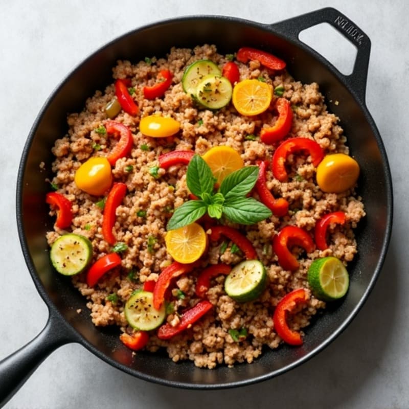 Ground Turkey and Crispy Vegetable Skillet
