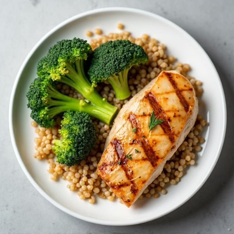 Grilled Chicken Breast with Quinoa and Steamed Broccoli