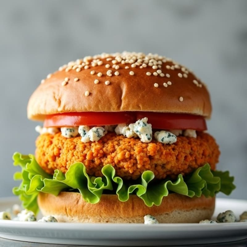 Lean Buffalo-Spiced Turkey Burger with Blue Cheese Crumbles