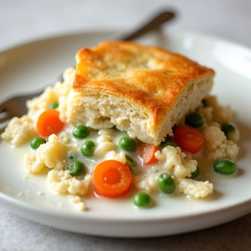 Healthy Creamy Chicken Pot Pie with Flaky Topping