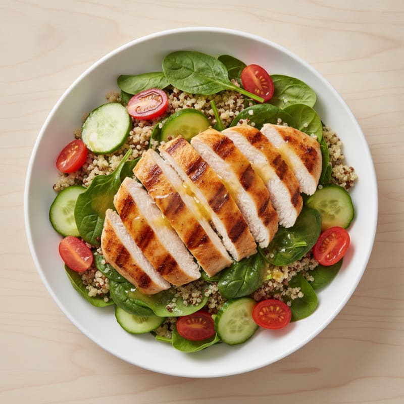 Grilled Chicken and Quinoa Spinach Salad