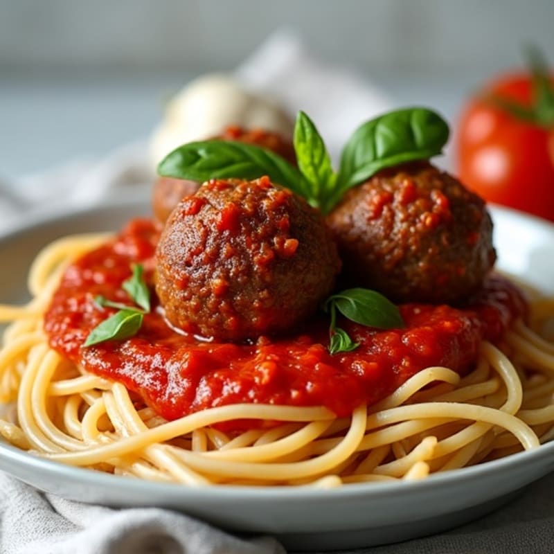 Lean Beef Meatballs with Whole Wheat Spaghetti and Fresh Tomato Sauce