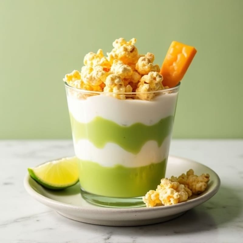 Key Lime Yogurt Parfait with White Cheddar Popcorn and Cheese Sticks