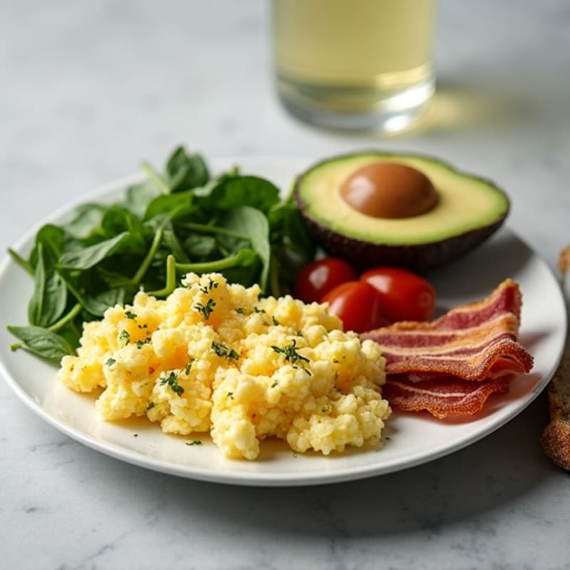 Cottage Cheese Scramble with Spinach and Turkey Bacon