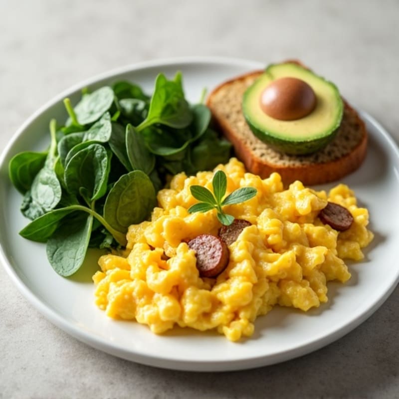 Scrambled Egg Whites with Turkey Sausage and Spinach