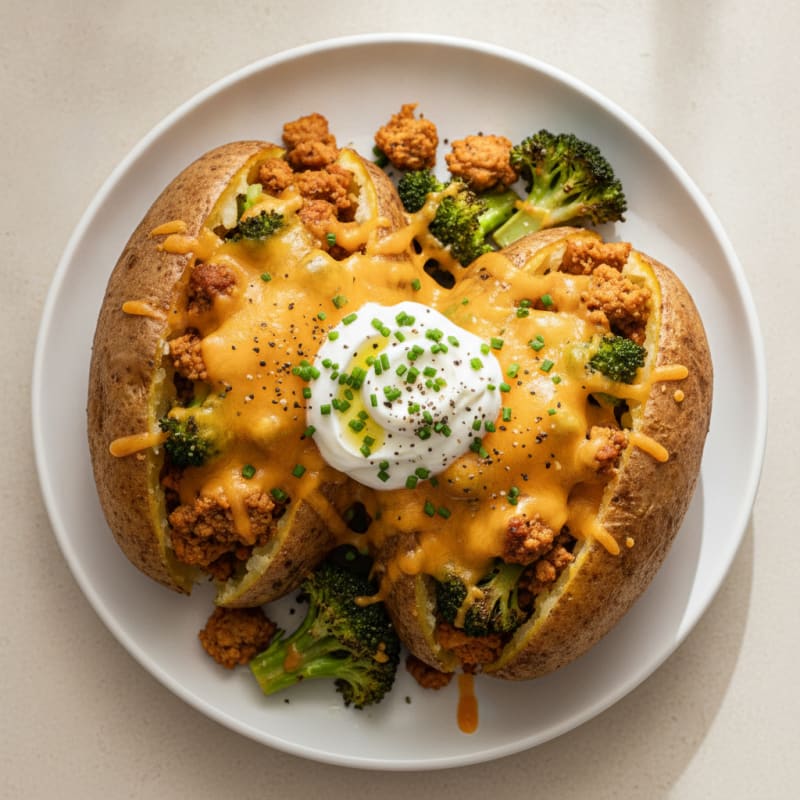 Loaded Baked Potatoes with Broccoli and Cheddar