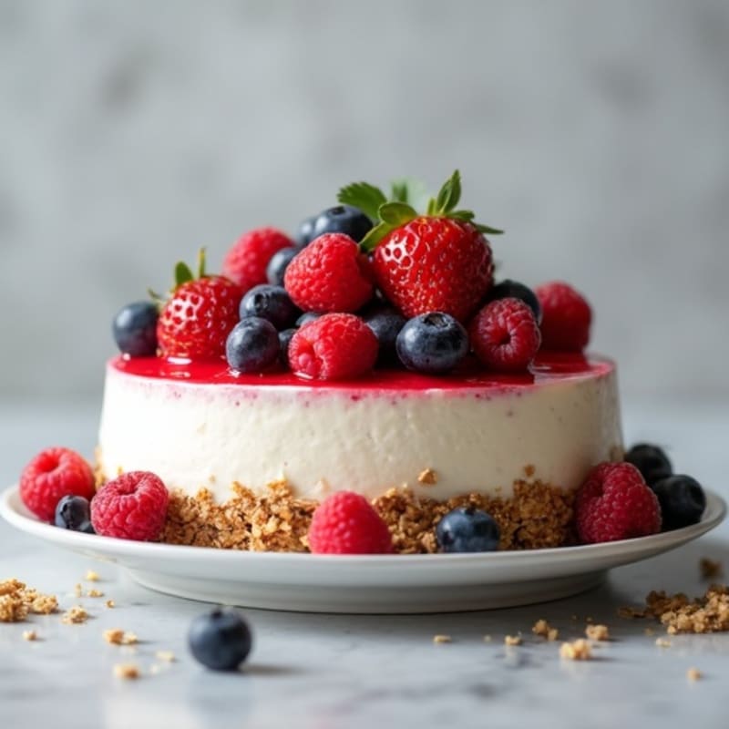 Greek Yogurt Protein Cheesecake with Fresh Berries