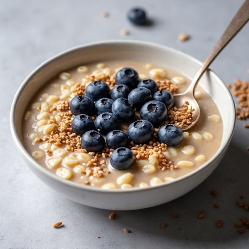 Creamy Vegan Protein Oatmeal with Berries and Seeds