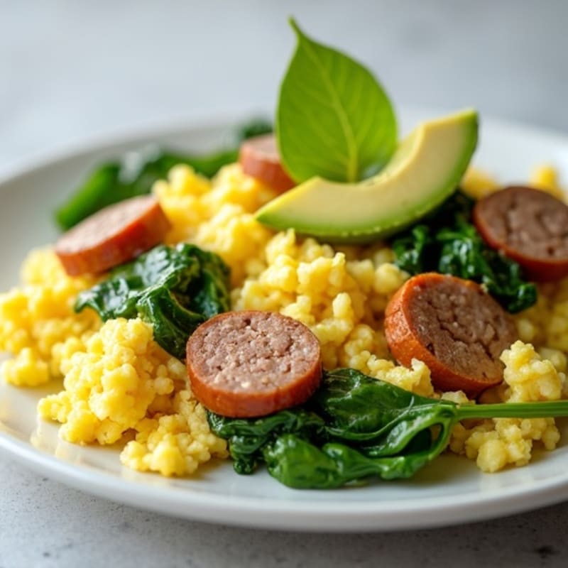 Egg White and Turkey Sausage Scramble with Spinach