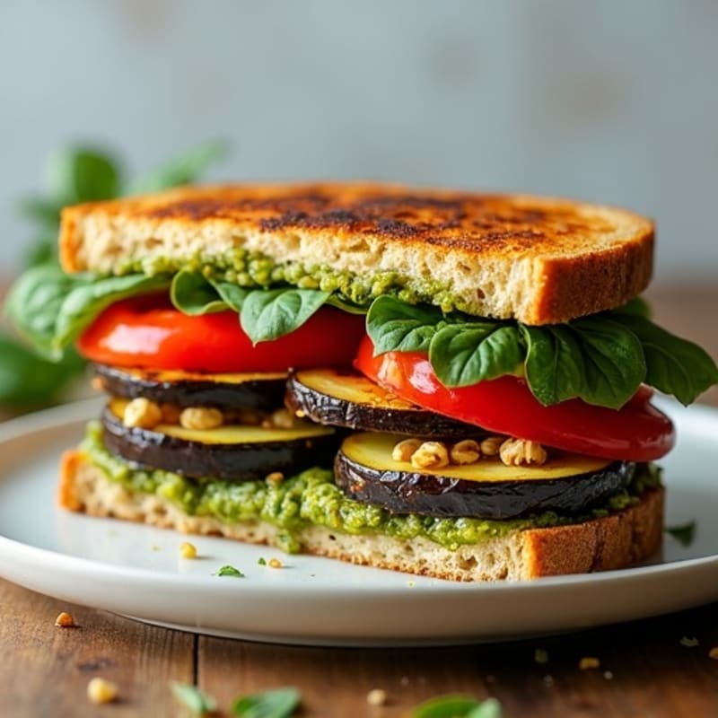 Herb-Marinated Grilled Vegetable Sandwich with Pesto