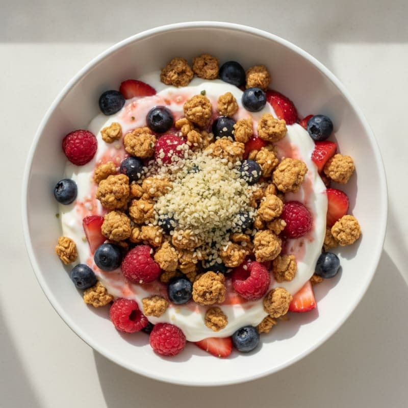 Creamy Greek Yogurt Parfait with Mixed Berries and Protein Granola