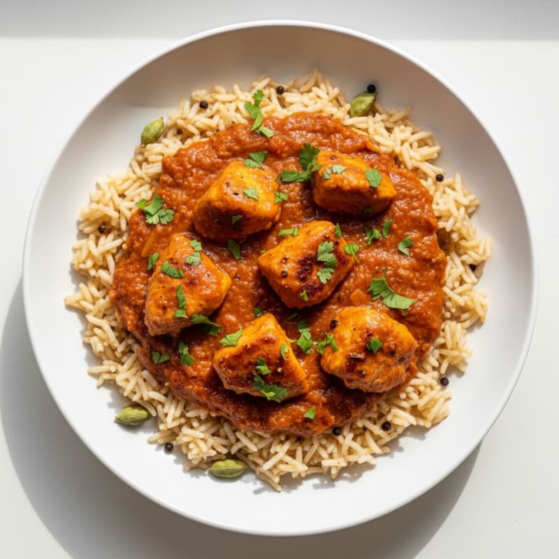 Creamy Tomato Chicken Masala with Basmati