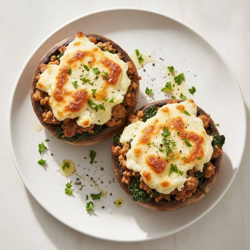 Herb & Cheese Stuffed Portobello Mushrooms