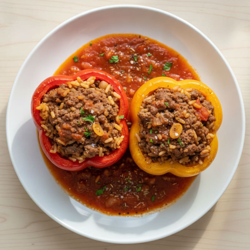 Beef and Rice Stuffed Bell Peppers