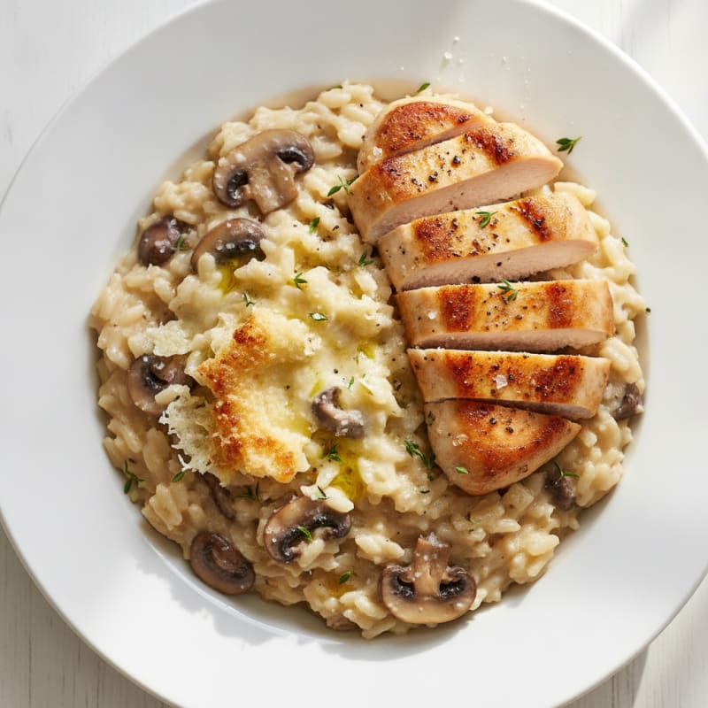 Creamy Parmesan Mushroom Risotto with Seared Chicken