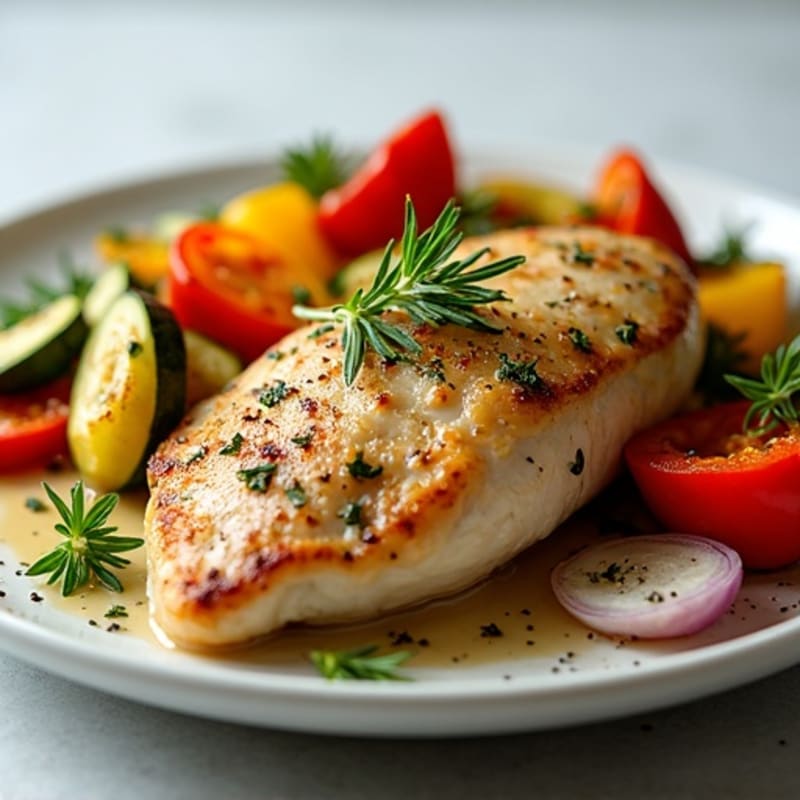 Herb-Crusted Pan Seared Chicken with Roasted Vegetables