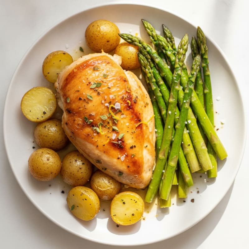Lemon-Herb Roasted Chicken with Asparagus