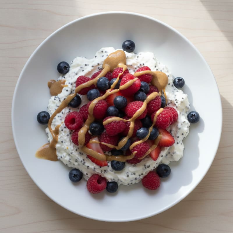 Greek Yogurt Protein Mousse with Mixed Berries