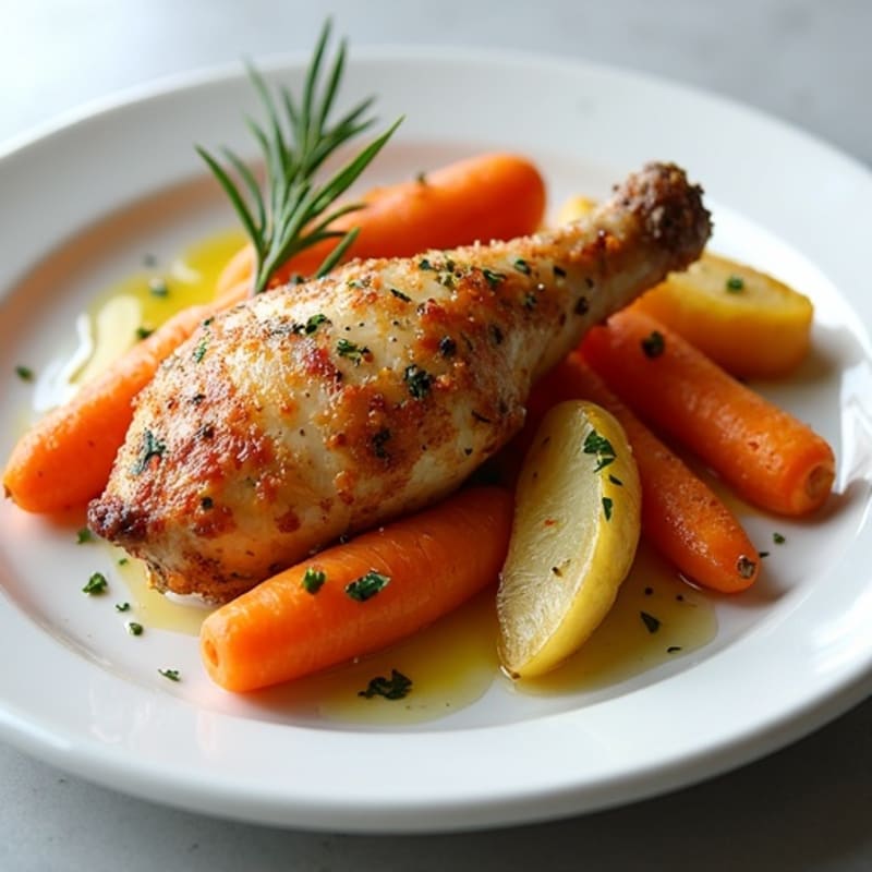 Crispy Herb-Roasted Chicken with Tender Roasted Root Vegetables