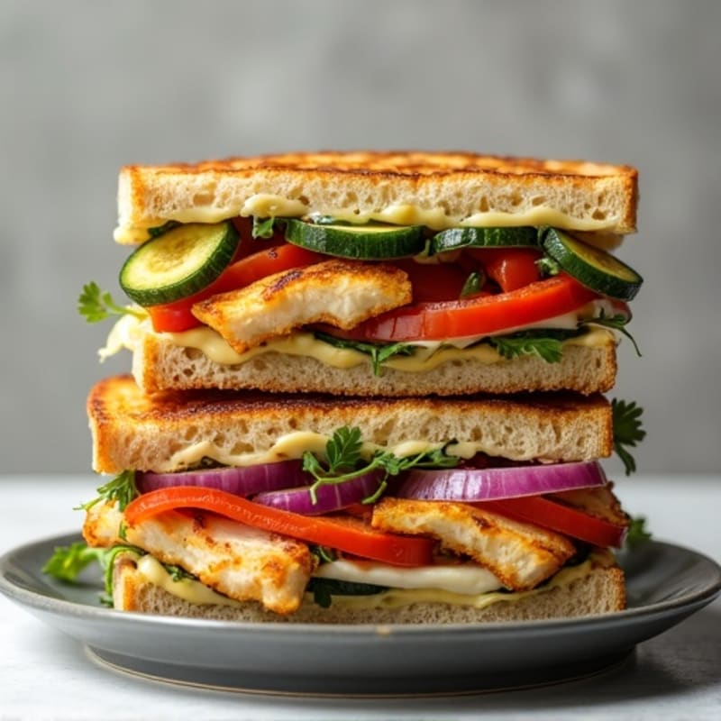 Crispy Grilled Roasted Vegetable Panini
