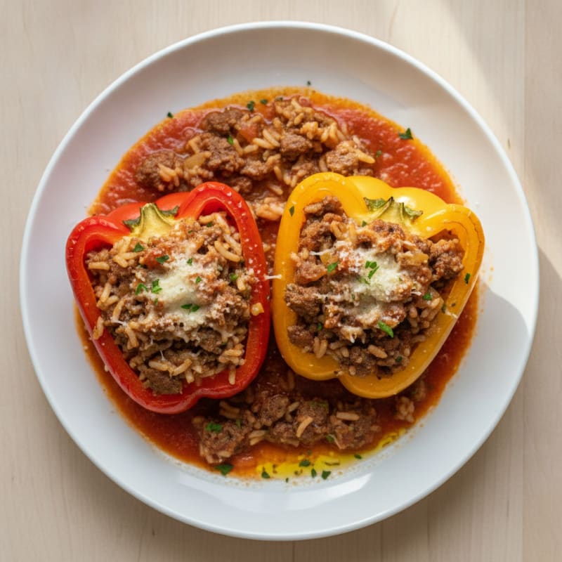 Beef and Rice Stuffed Bell Peppers