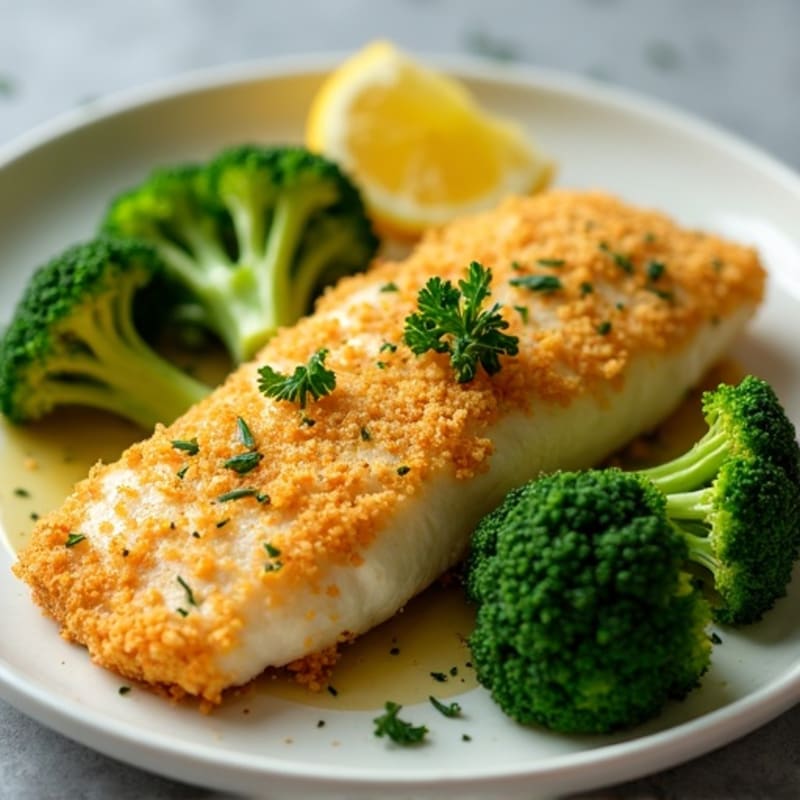 Crispy Lemon-Herb Baked Catfish with Roasted Broccoli