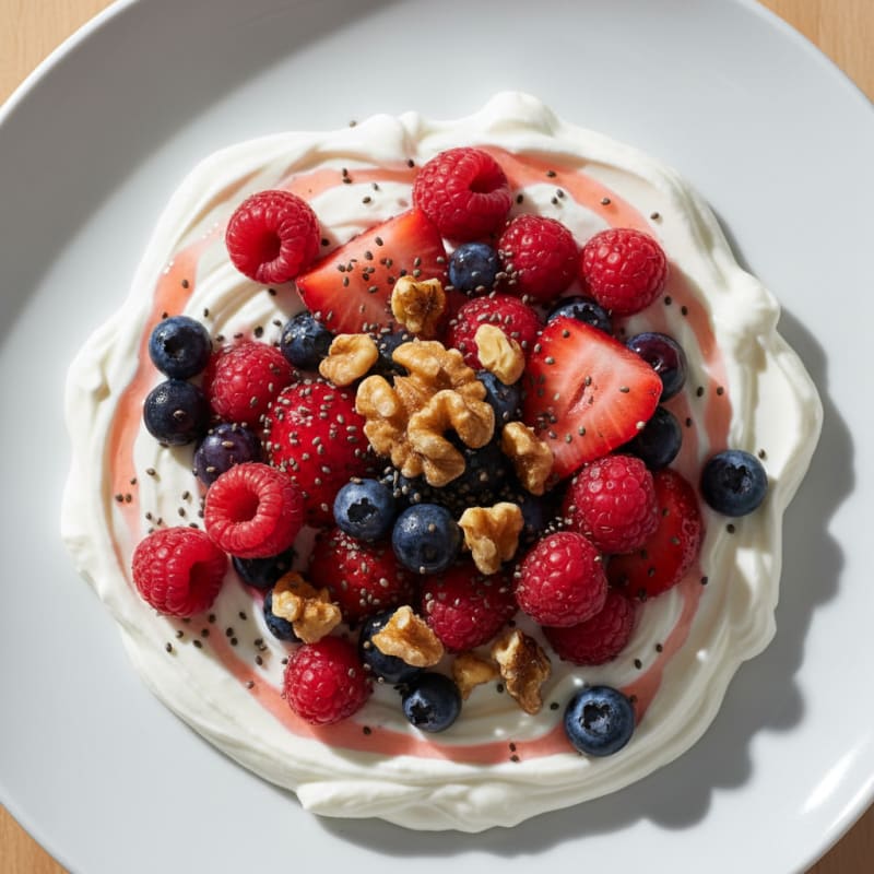 Silky Greek Yogurt Protein Pudding with Mixed Berries