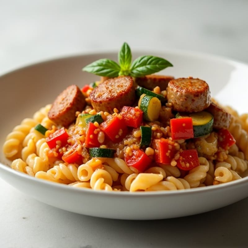 Hearty Lean Sausage and Vegetable Ragu with Whole Wheat Pasta