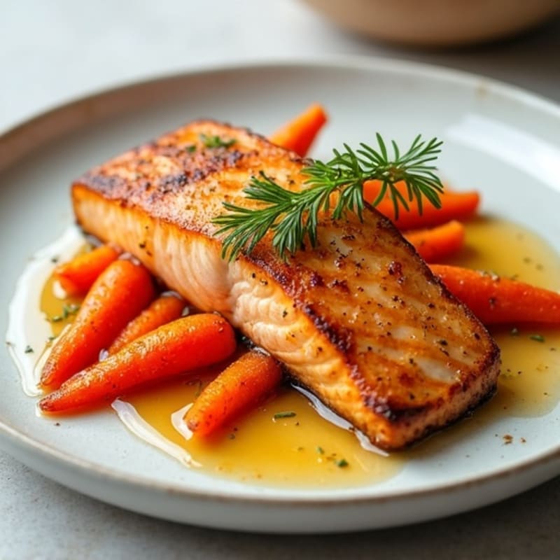 Seared Salmon with Citrus-Glazed Roasted Carrots
