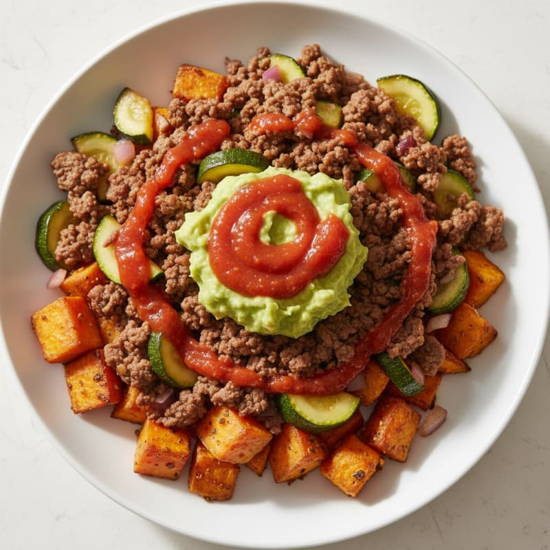 Ground Beef and Zucchini Taco Bowl