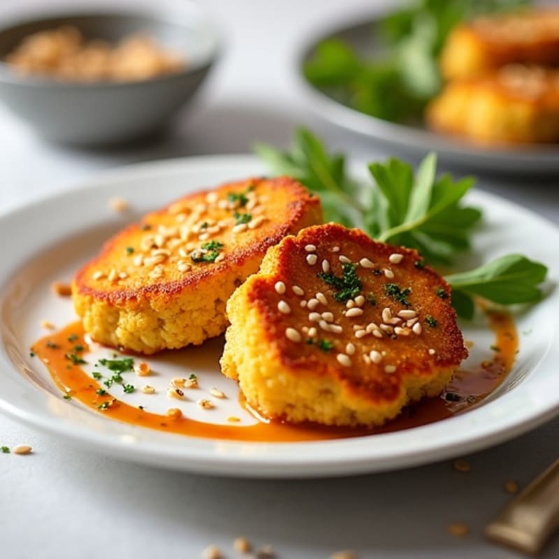 Crispy Sesame-Crusted Cauliflower Steaks with Ginger-Miso Sauce