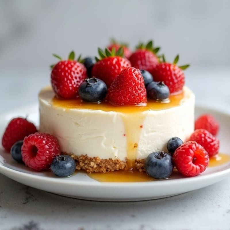 Greek Yogurt Protein Cheesecake with Mixed Berries