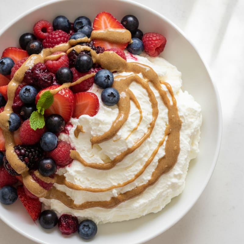Greek Yogurt Protein Mousse with Mixed Berries