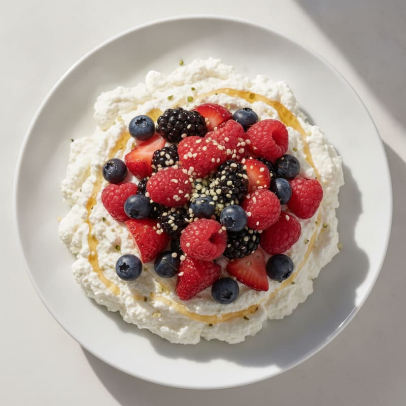 Greek Yogurt Protein Mousse with Mixed Berries