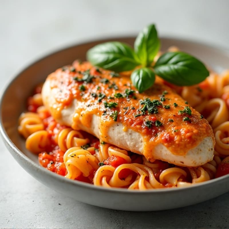 Creamy Tomato Basil Chicken with Whole Wheat Pasta