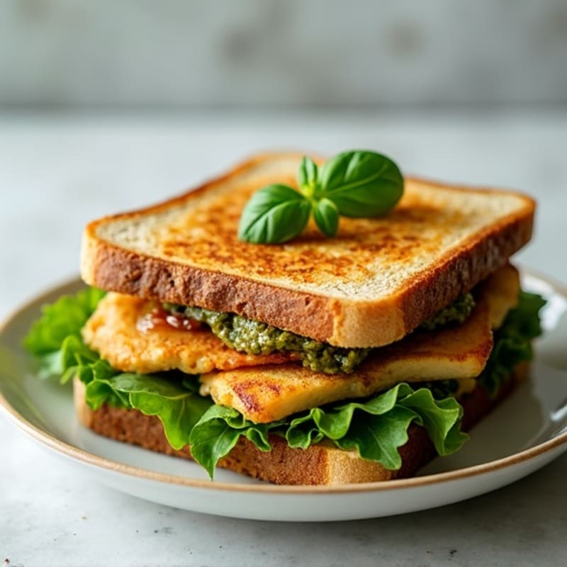 Grilled Chicken Pesto Sandwich with Fresh Greens