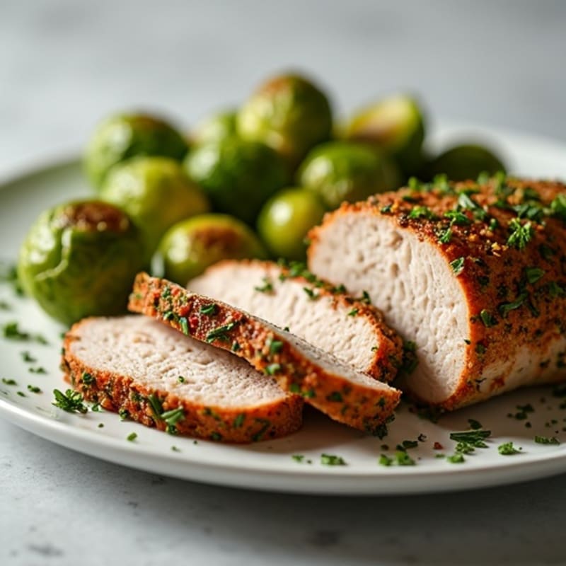 Herb-Crusted Pork Tenderloin with Roasted Garlic